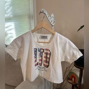 Y2K Crop Top Small The Limited USA Flag Graphic Tee LTD